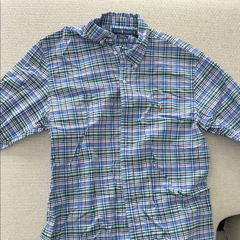 Polo by Ralph Lauren Blue & Green Plaid Button-Down Shirt